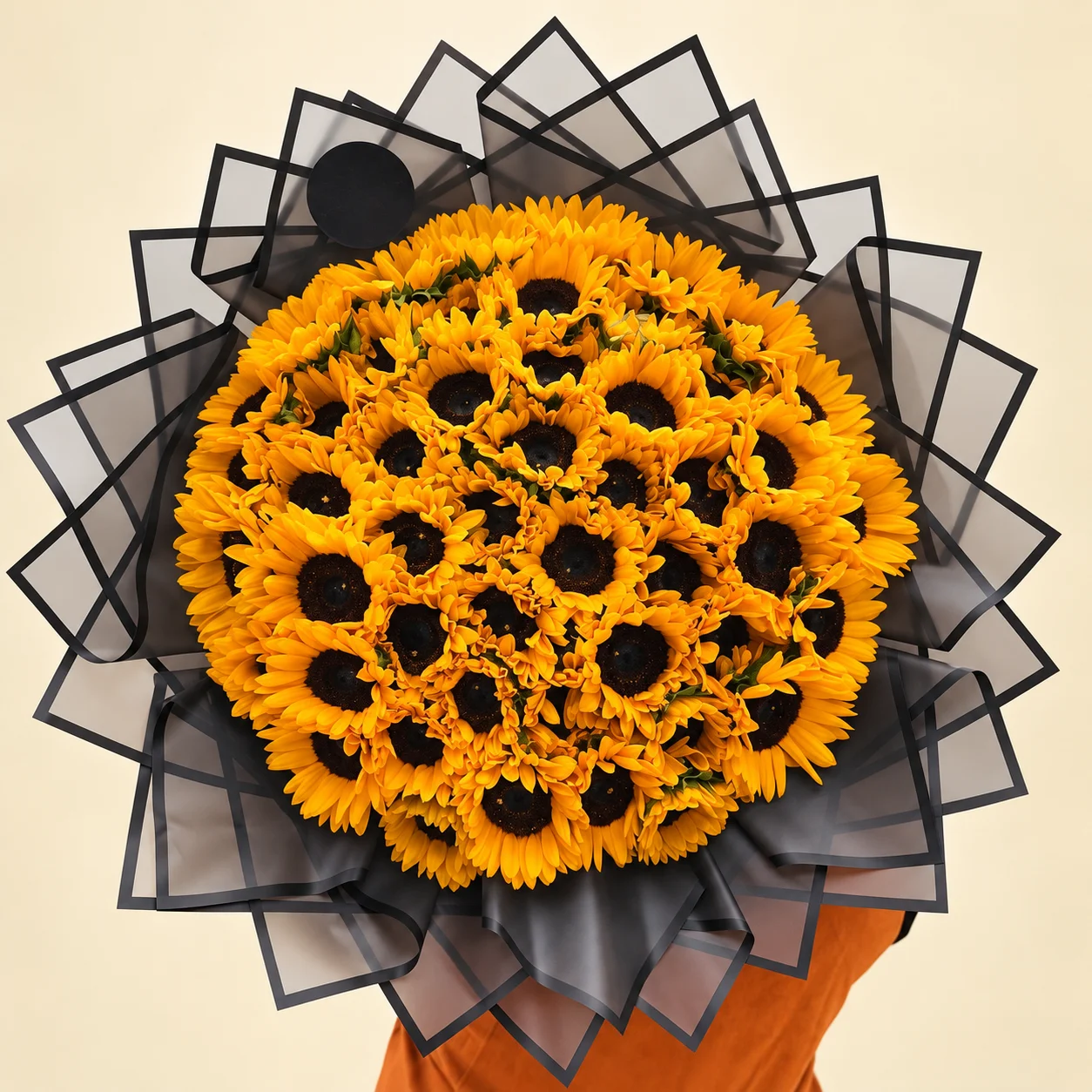 Mar de Girasoles - Ramo XL de girasoles en papel negro translúcido